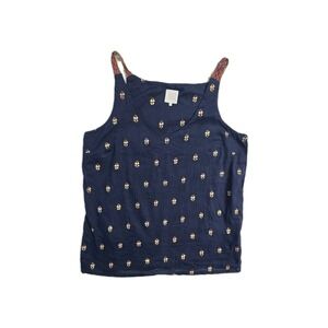 Karl Marc John Women's  Sleeveless Shirt Small Navy Blue Floral Titaka Marine